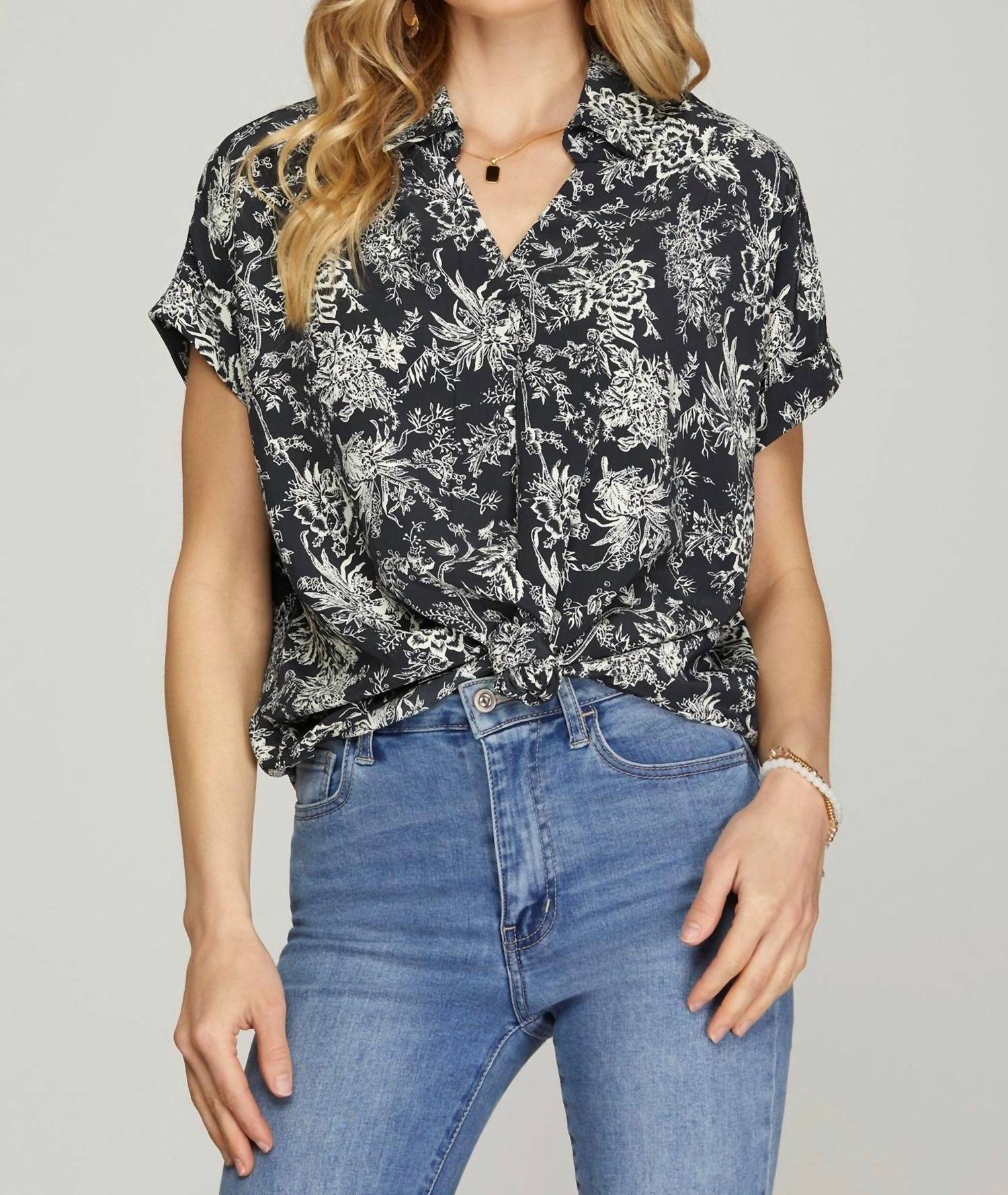 She + Sky - Cassie Drop Shoulder Printed Top