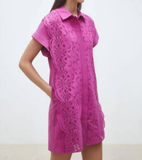 Suncoo - Cross Short Embroidered Shirt Dress