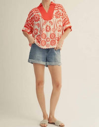 Jodifl - Drop Shoulder Floral Top