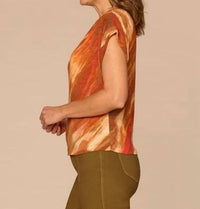 Democracy - Smocked Scoop Neck Placement Print Knit Top - Plus