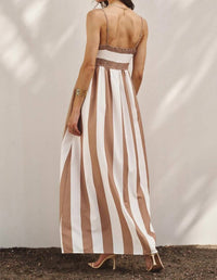Urban Daizy - Vertical Stripe Smocked Back Maxi Dress