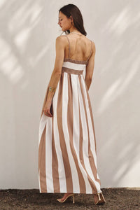 Urban Daizy - Vertical Stripe Smocked Back Maxi Dress