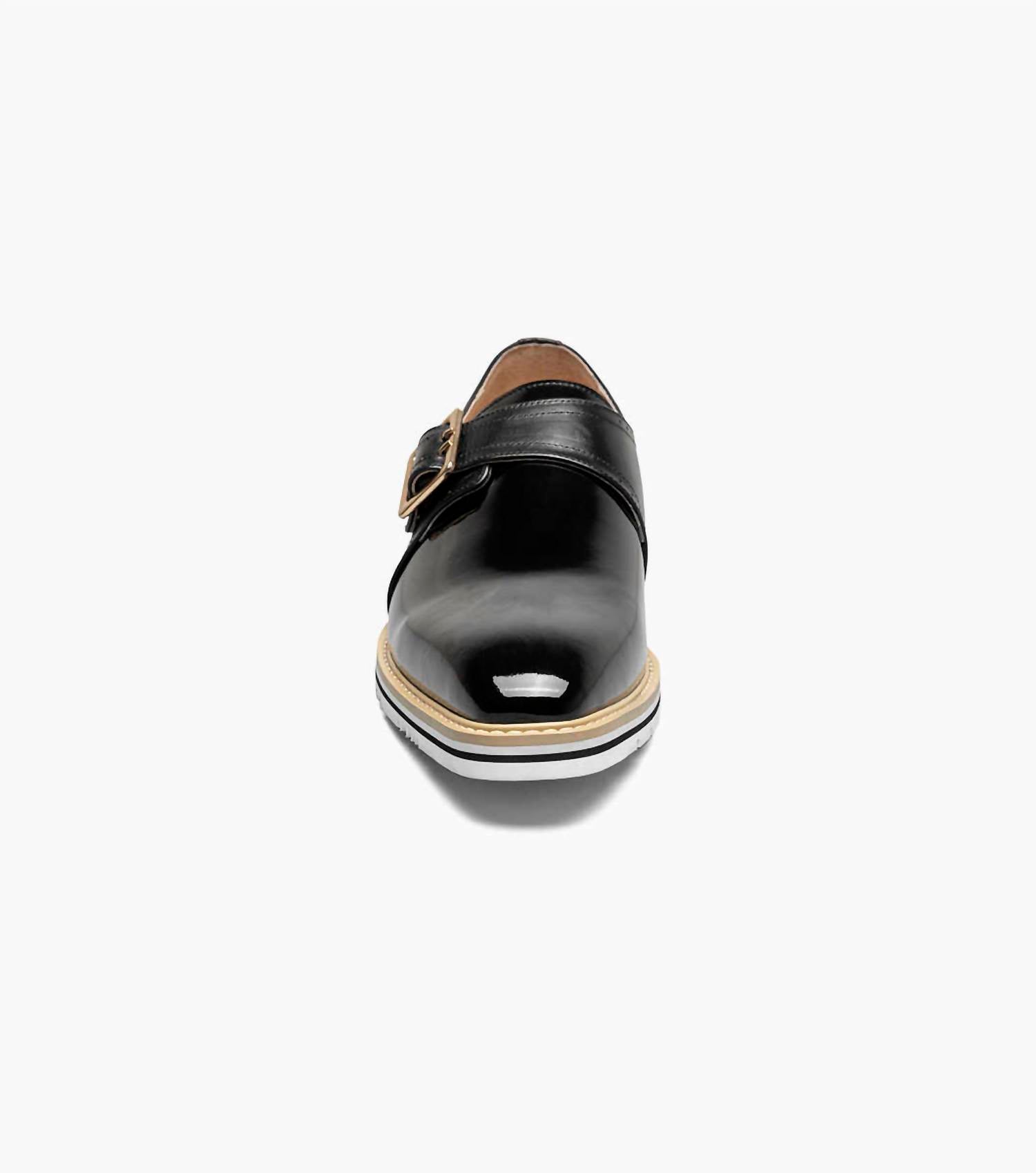 STACY ADAMS Men's Bartram Plain Toe Monk Strap Shoes in black - men's loafer - view 6