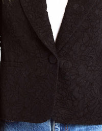 DREW Milo Japanese Lace Blazer in black - women's jacket - detail view