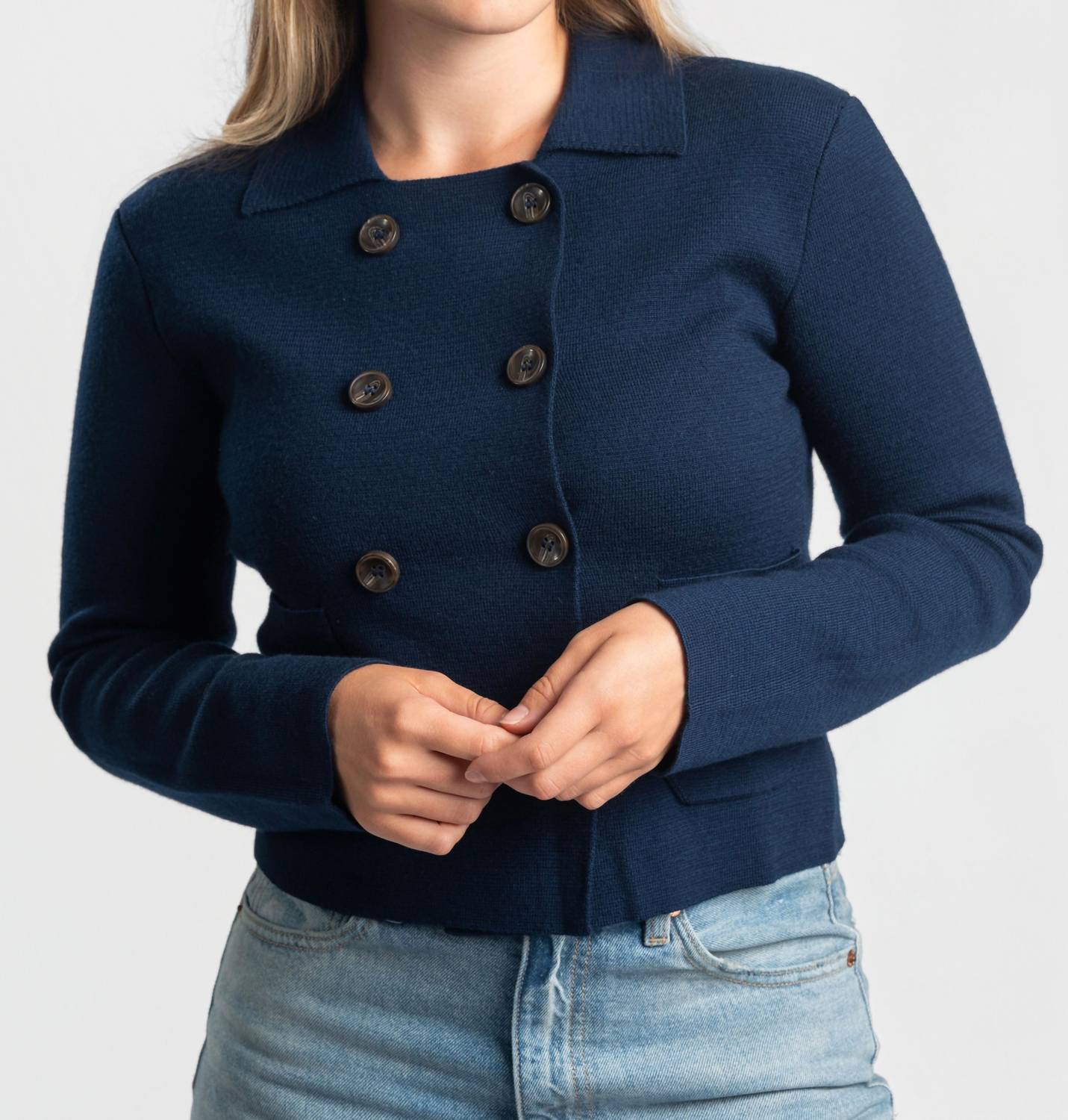 BAUM UND PFERDGARTEN Carolyn Double Breasted Blazer in baritone blue - women's jacket