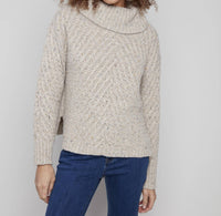 Charlie B - Diagonal Cable Cowl Neck Sweater