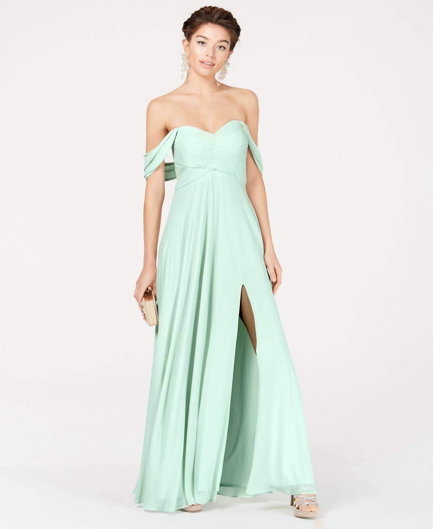 Sequin Hearts - Women's Split Hem Polyester Evening Dress