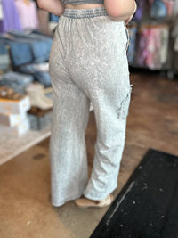 J. Her - Mineral Washed Doily Detail Wide Leg Pants