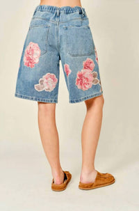 Aaron & Amber - Women's Flower Patch Bermuda Denim Shorts