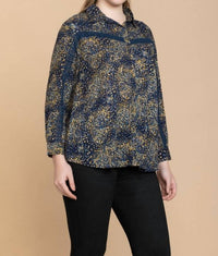 Myra Bag Fields Of Floral Shirt in navy - women's shirt - alternate view