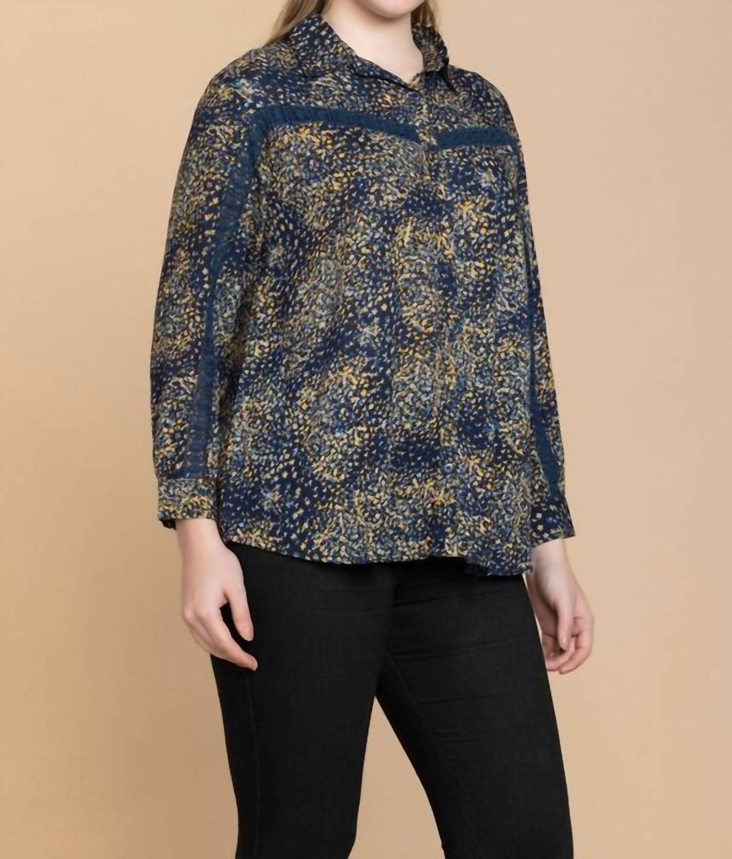 Myra Bag Fields Of Floral Shirt in navy - women's shirt - alternate view