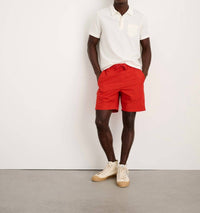 ALEX MILL Drawstring Saturday Shorts in orange red - men's shorts - detail view