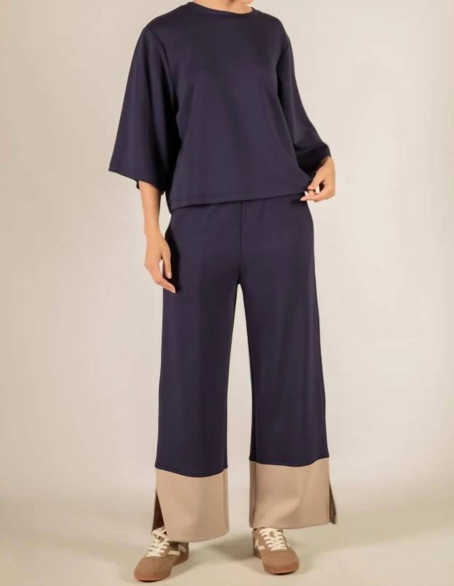 P.Cill - Women's Butter Colorblock Wide Leg Pants
