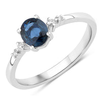 Diana M Jewels Women's Oval Natural Sapphire Fashion Ring (0.84 Ct) - Delicate in 14k white gold - women's jewelry