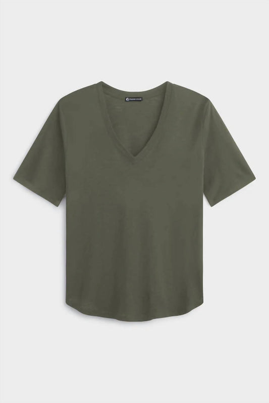Franne Golde - Slub Jersey V-neck Elbow Sleeve Tee