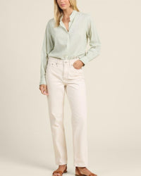TROVATA Rumi Blouse in verde micro stripe - women's shirt - alternate view