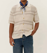Les Deux Gianni Short Sleeve Knit Shirt in beige - men's shirt