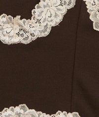 8apart Junior Women's Fitch Floral Lace Strap Crop Cami in chocolate - women's shirt - alternate view