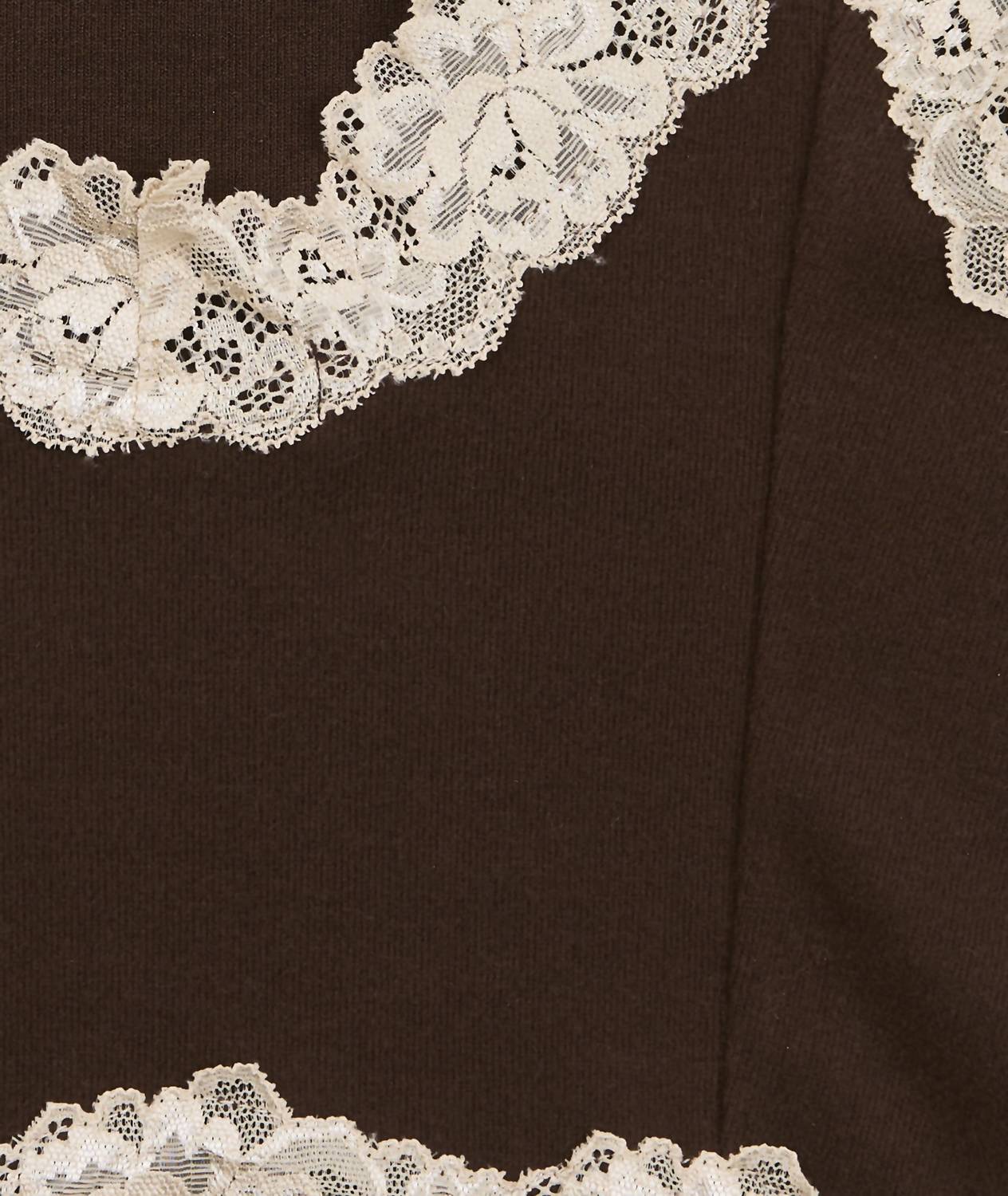 8apart Junior Women's Fitch Floral Lace Strap Crop Cami in chocolate - women's shirt - alternate view