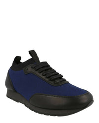 Brioni Men's Mesh Sock-collar Runner Sneakers in bluette black - men's sneaker - detail view