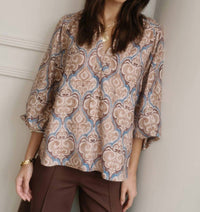Current Air - Boho Printed Long-sleeve Blouse