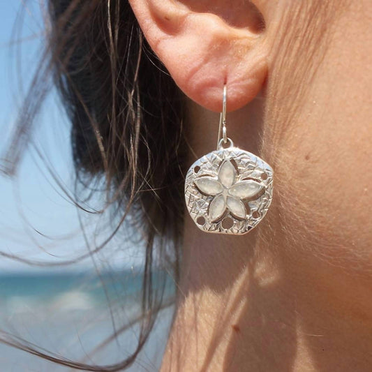 Dune Jewelry - Natural Sand Dollar Drop Earrings