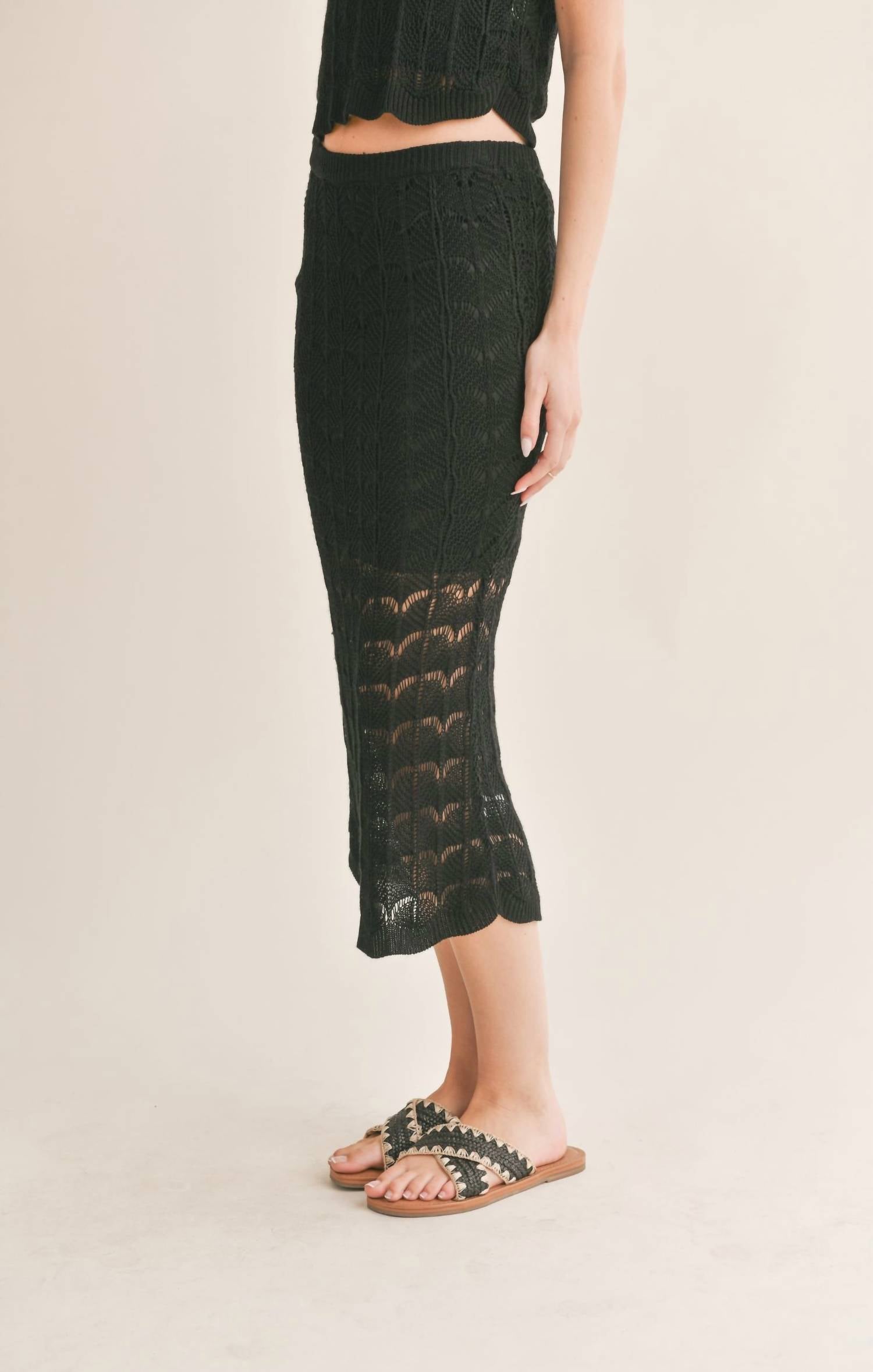 Sage The Label - Cappuccino Open Knit Midi Skirt