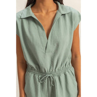 Hyfve - Collared Romper With Buttonless Placket