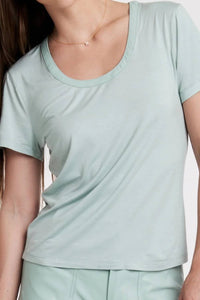 Another Love Miranda Short Sleeve Tee in aquamarine - women's t-shirt - detail view