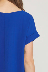 entro Scoop Neck Short Sleeve Top in blue - women's t-shirt - view 6