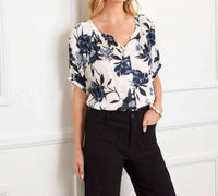 Karen Kane - Satin Short Sleeve Peasant Top