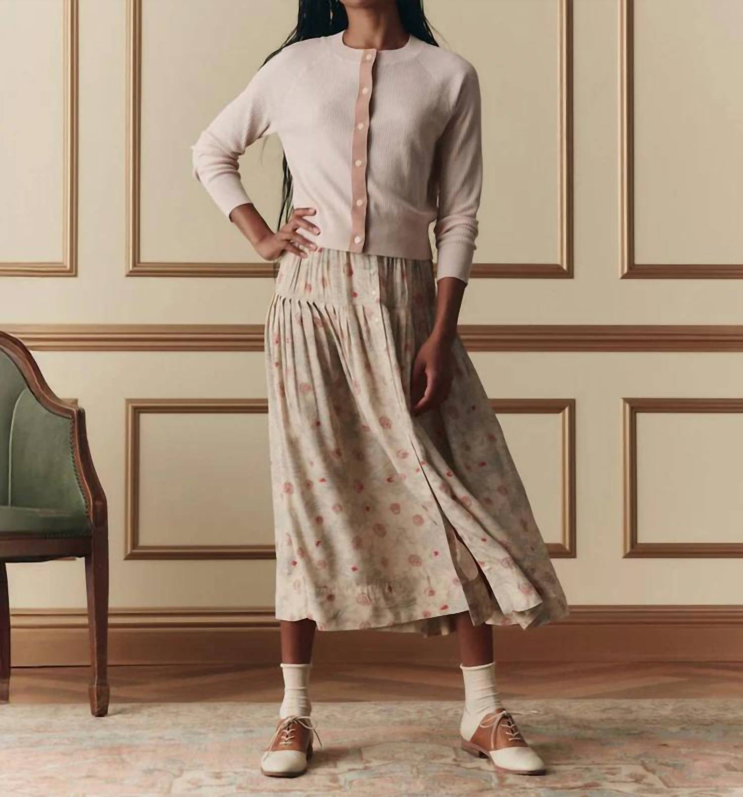 THE GREAT. The Dainty Cardigan in soft petal - women's cardigan