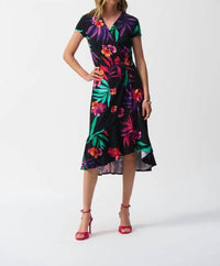 Joseph Ribkoff - Silky Knit Tropical Print Wrap Dress