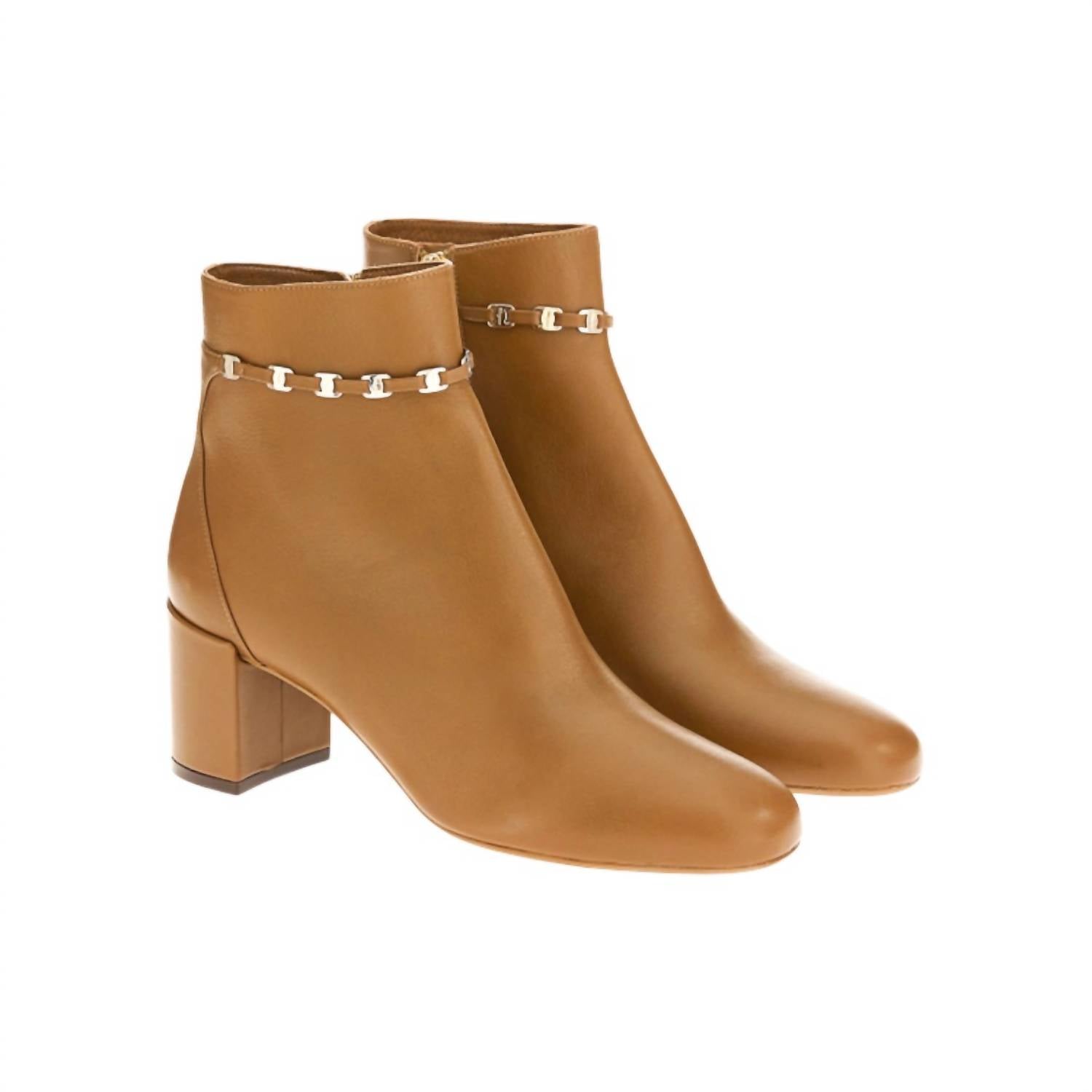 Salvatore Ferragamo - Women's Chain-link Leather Ankle Boots