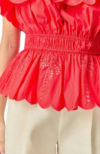 English Factory Embroidered Ruffle Strapless Top - women's shirt - view 4