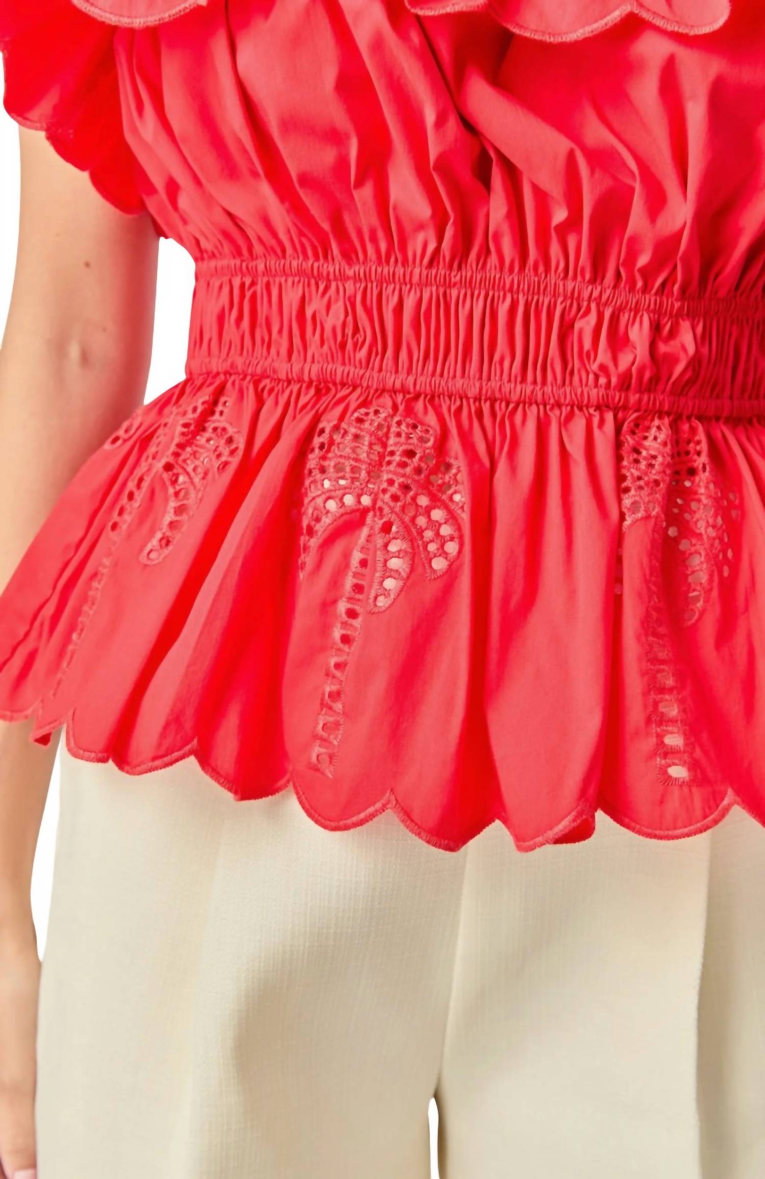 English Factory Embroidered Ruffle Strapless Top - women's shirt - view 4