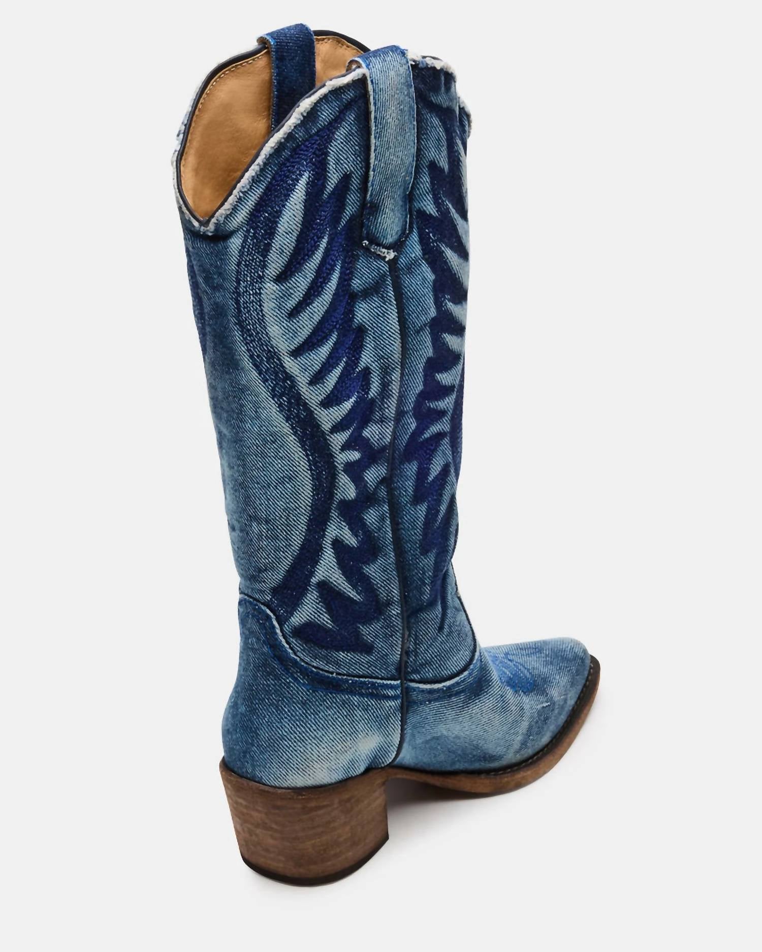 STEVE MADDEN Women's Albany Boots in denim fabric - women's shoe - alternate view