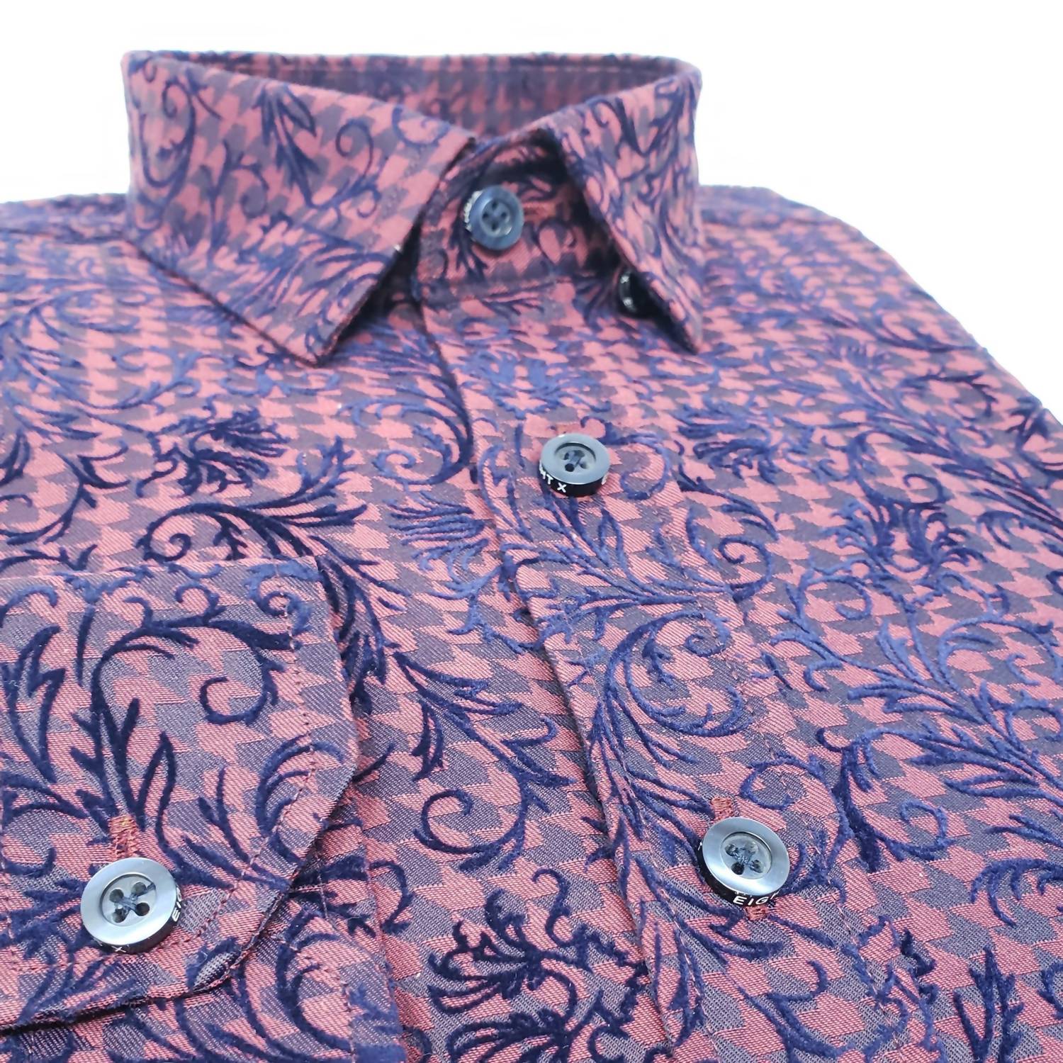 Eight X - Men's Hounds Tooth Button Down Shirt With Flocking