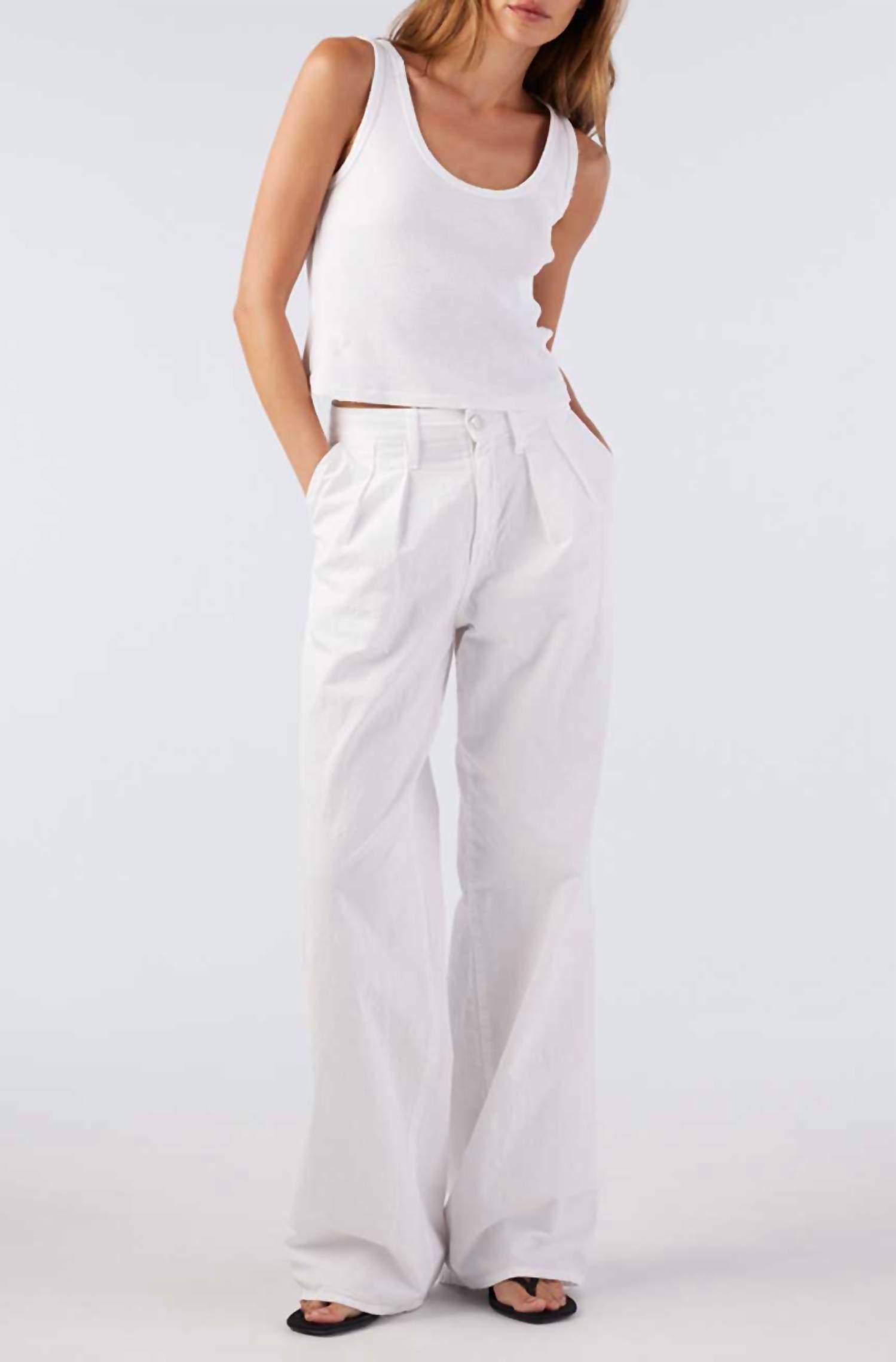 AMO Sheryl Wide Leg Trouser in white - women's pants
