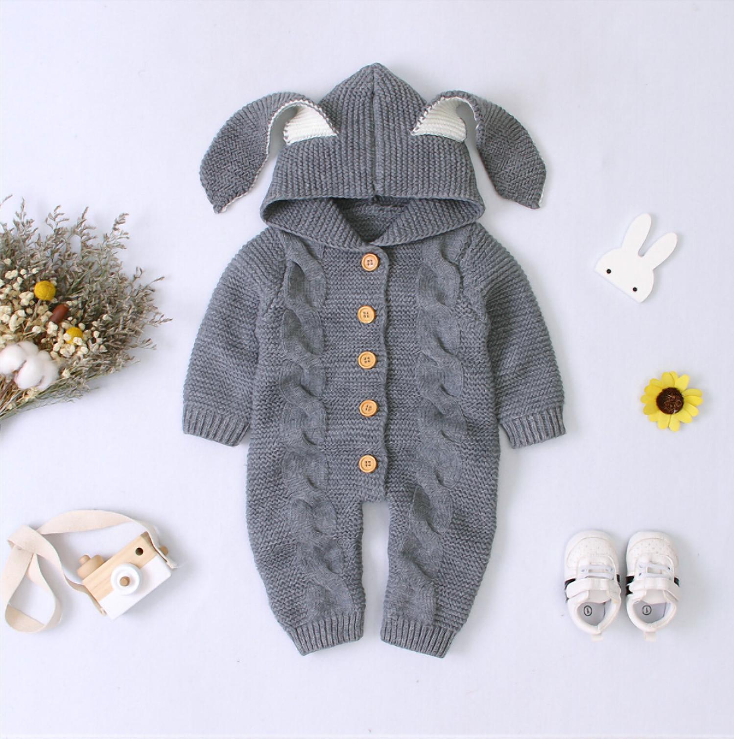 Annie & Charles - Girl's Rabbit Ears Knit Jumpsuit