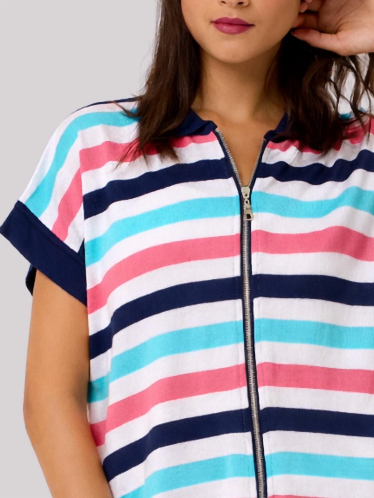 Angel Apparel - Stripe Knit Zip-Up Top