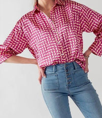 Big Hit Fashion - Elsie All Over Printed Button Down Top