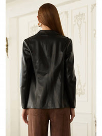 Skies Are Blue - Faux Leather Open Blazer
