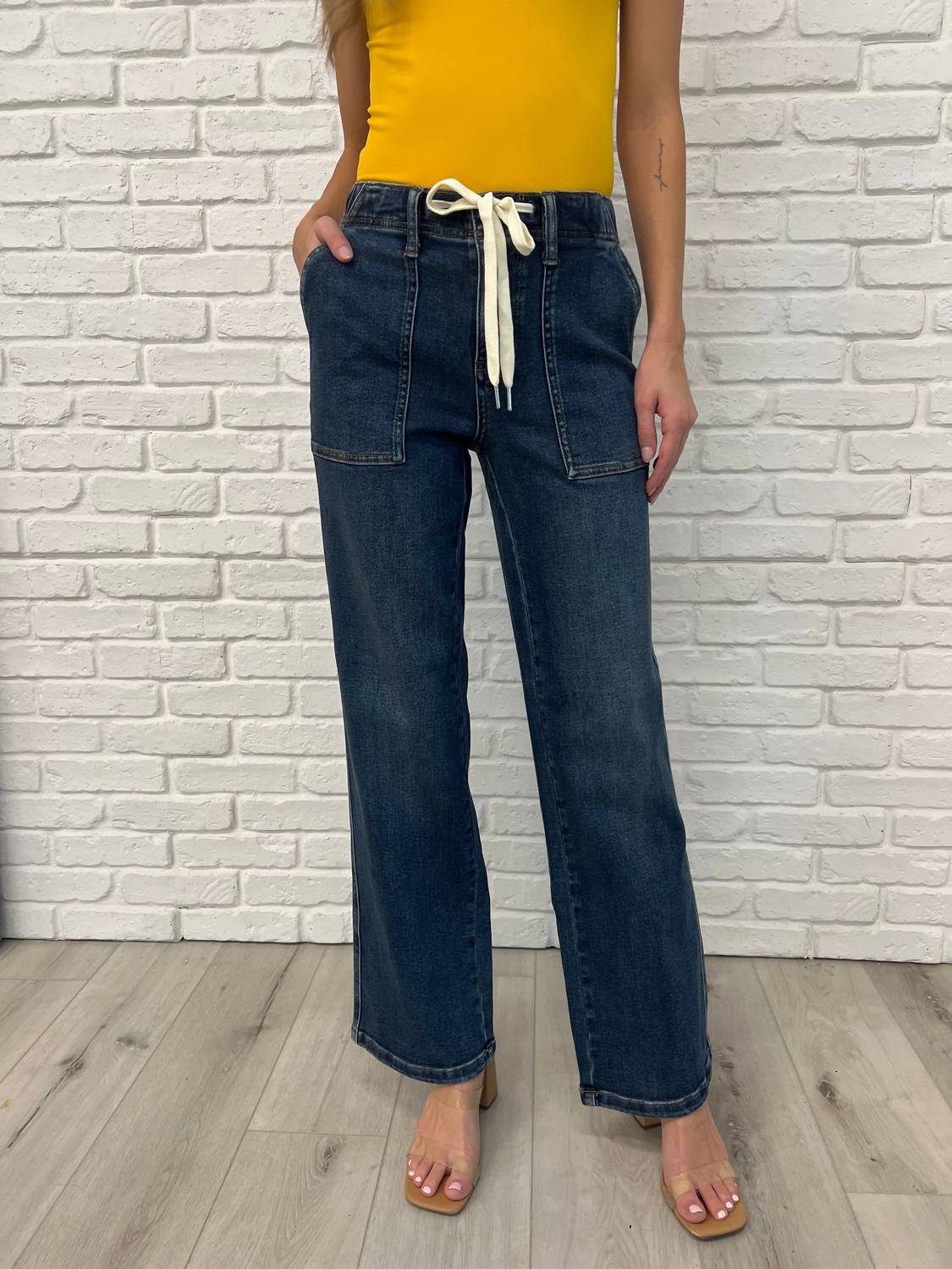 Judy Blue - Melanie High Rise Drawstring Wide Leg Jeans