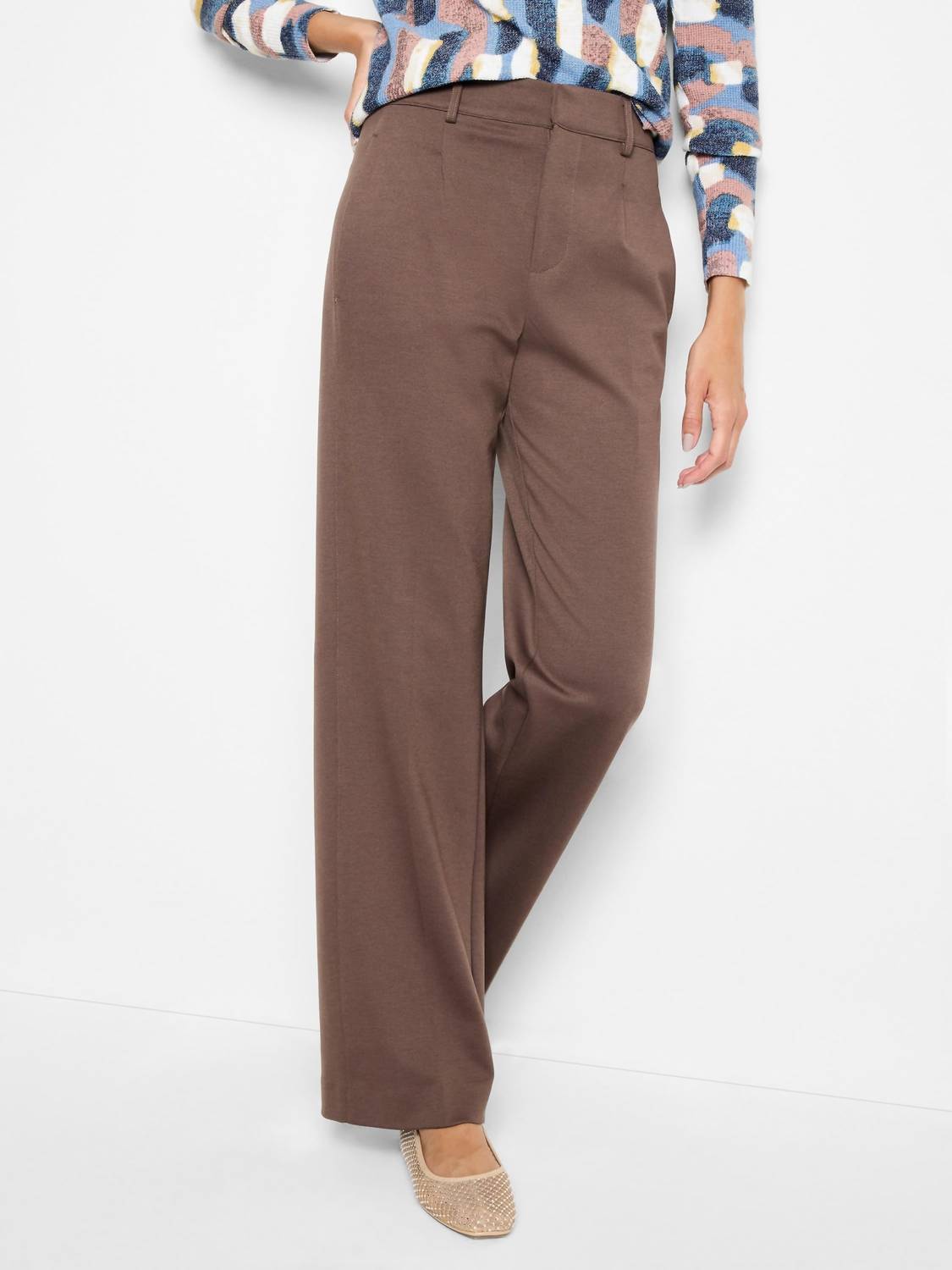 Nic + Zoe - Drapey Ponte Wide Leg Trouser