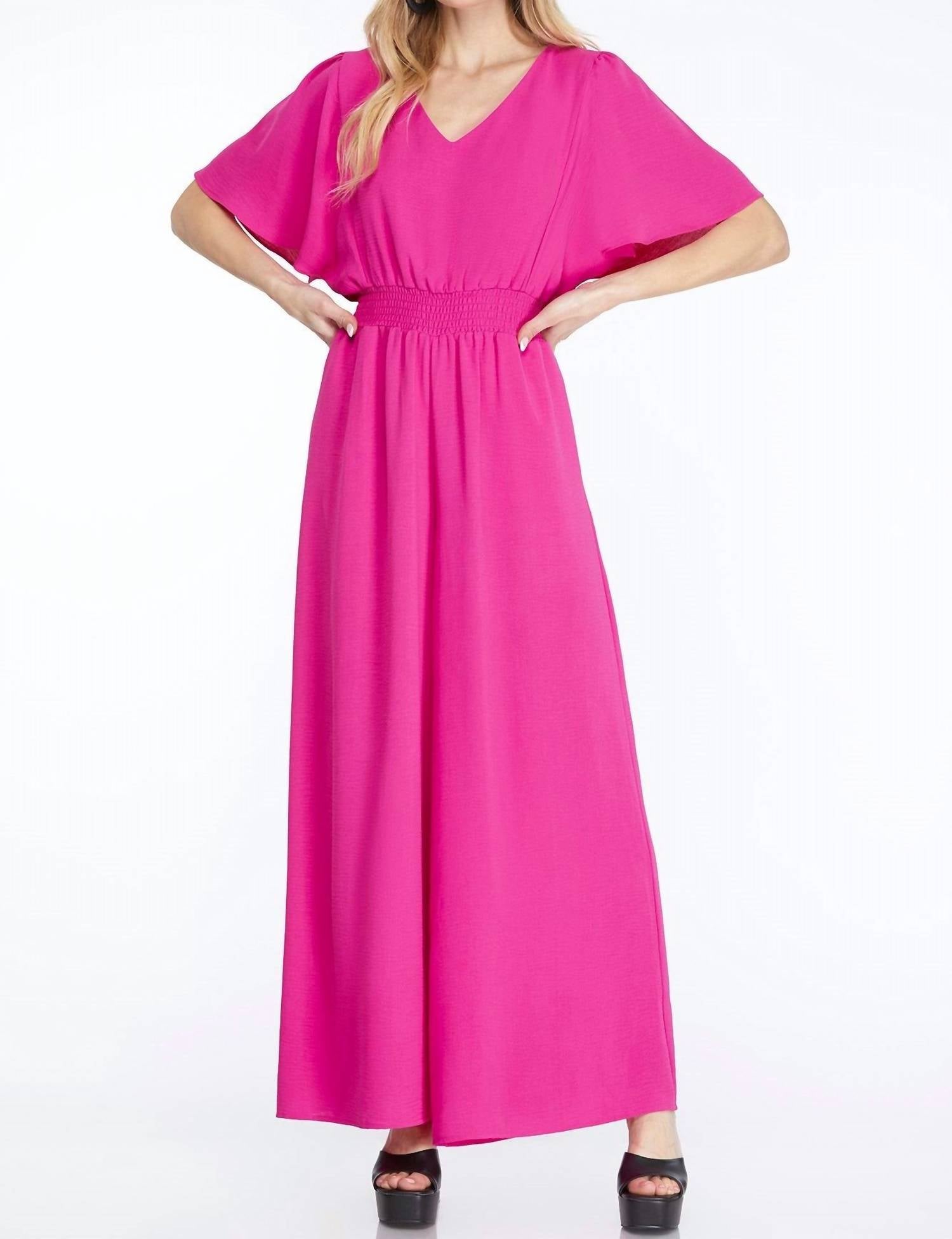 SHE + SKY Paradise V-neck Jumpsuit in pink - women's pants