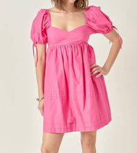 English Factory - Pleat Detail Puff Sleeve Dress