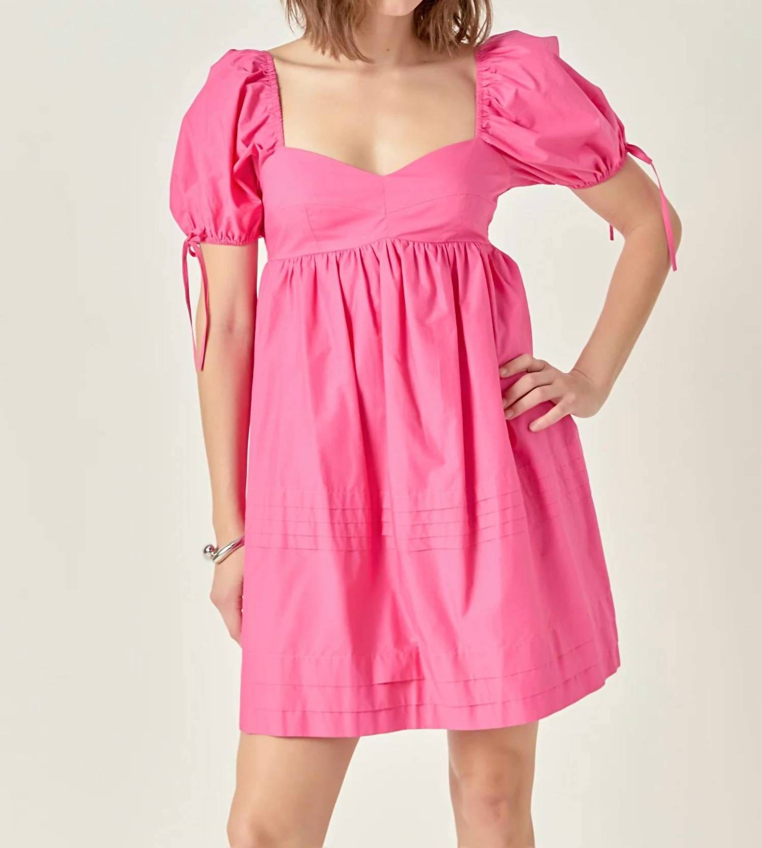English Factory - Pleat Detail Puff Sleeve Dress
