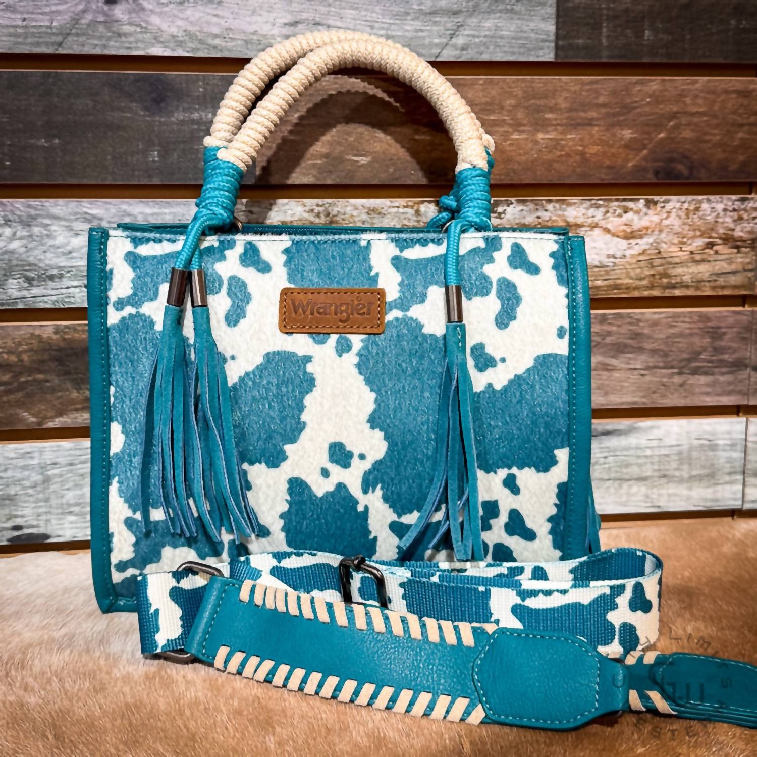 Wrangler - Women's Cow Print Tote Crossbody Bag