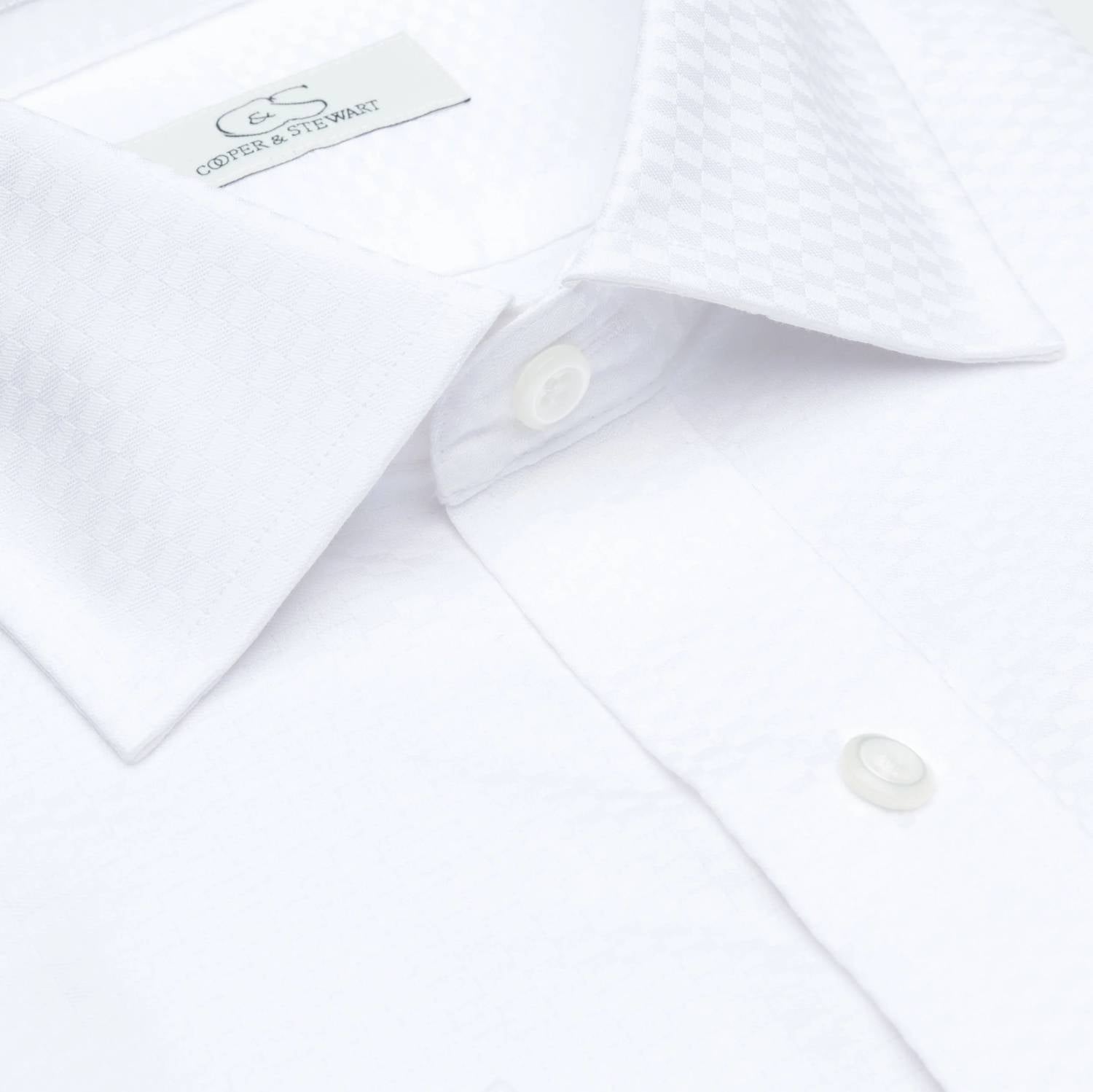 Cooper & Stewart - Men’s Tuxedo Tonal Check Cotton Dress Shirt